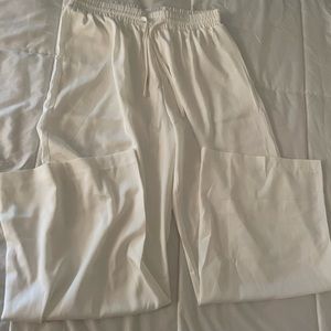 White satin pants